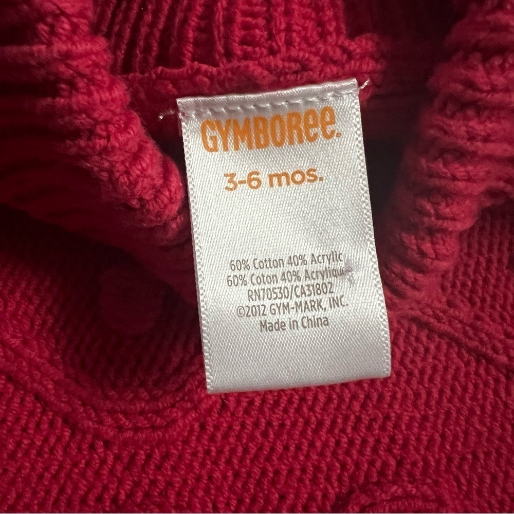 Gymboree Winter Cheer Red Bubble And Cable Sweater 3-6 Months Baby Girl - Picture 3 of 4